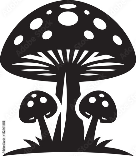 black mushroom vector illustration, mushroom vector illustration icon
