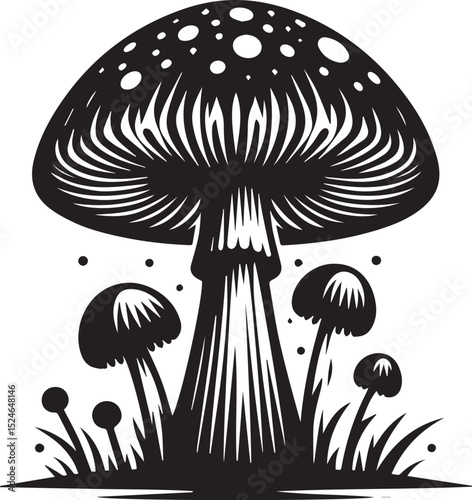 black mushroom vector illustration, mushroom vector illustration icon