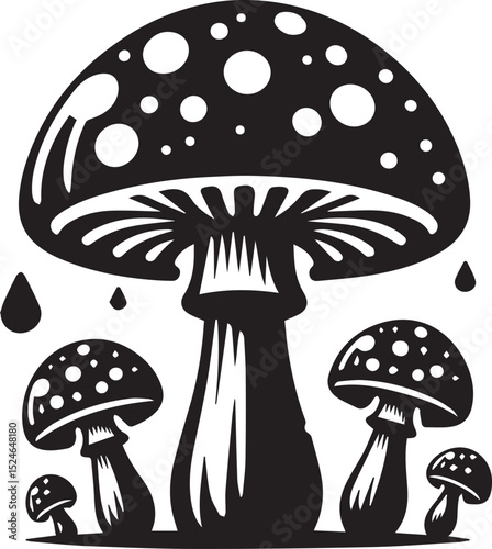black mushroom vector illustration, mushroom vector illustration icon
