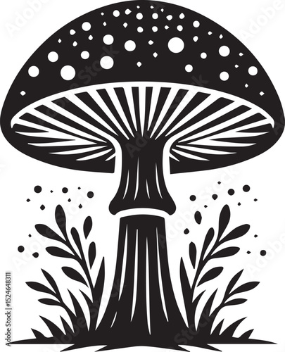 black mushroom vector illustration, mushroom vector illustration icon