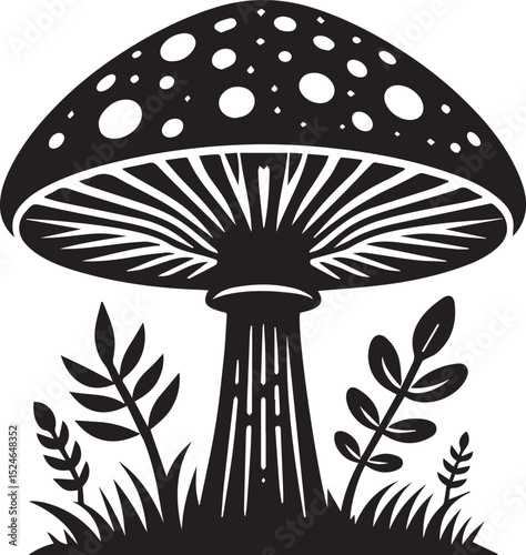 black mushroom vector illustration, mushroom vector illustration icon