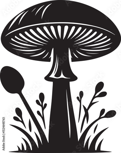 black mushroom vector illustration, mushroom vector illustration icon