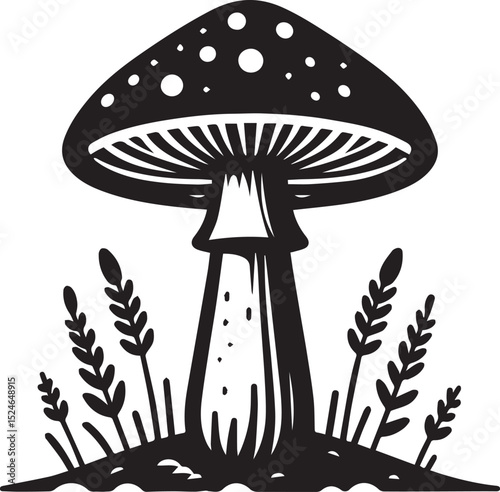 black mushroom vector illustration, mushroom vector illustration icon