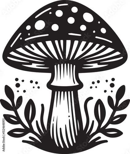 black mushroom vector illustration, mushroom vector illustration icon