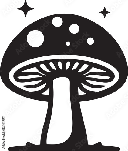 black mushroom vector illustration, mushroom vector illustration icon
