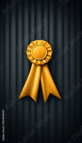 Gold ribbon award on dark background