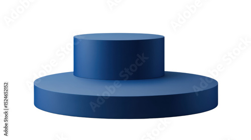 Minimal blue podium pedestal for product display with modern geometric shape and clean surface isolated on white background