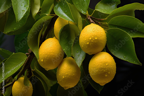 Lemon fruit attached to a branch