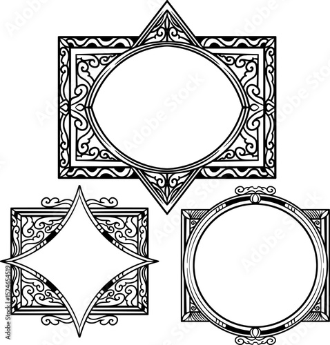 featuring three decorative designs with different motifs