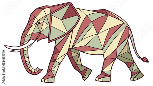 Colorful Origami Elephant in Dual-Tone Patterns – Modern Paper Art Illustration