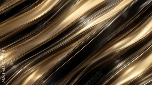 Abstract Gold and Black Wavy Metallic Surface Animation Background