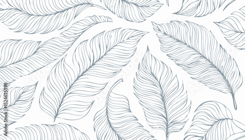 Seamless Minimalist Tropical Leaf Silhouette Pattern – Modern Botanical Repeat Design