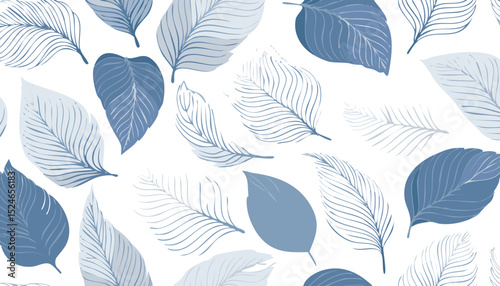Seamless Minimalist Tropical Leaf Silhouette Pattern – Modern Botanical Repeat Design