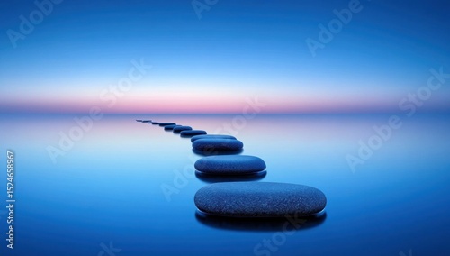 Tranquil Path: Stones Leading to Serenity at Dawn