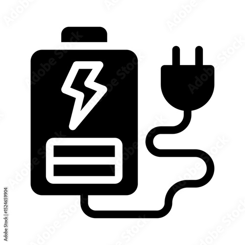 battery charging glyph icon