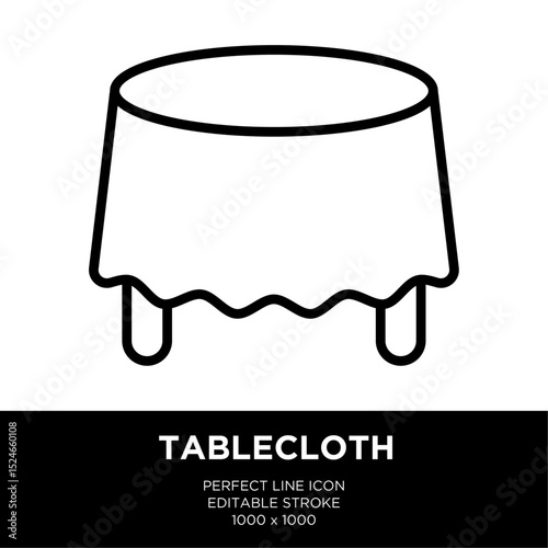 Tablecloth for restaurant table reservation concept editable stroke line icon isolated on white background
