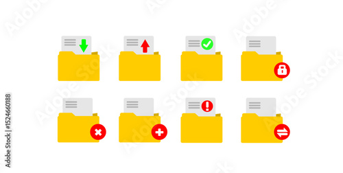 files directory management concept. Folders organised in a system of storage. Data storage. Vector illustration.