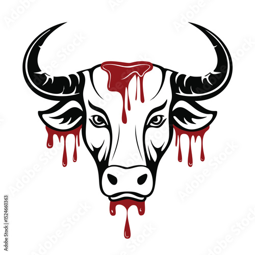 Bloody bull head graphic design illustration