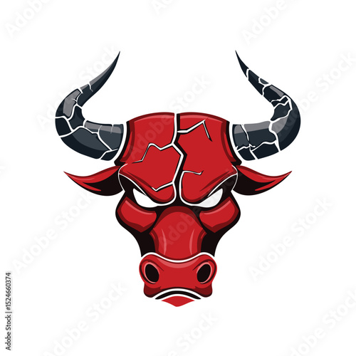 Fierce red bull head mascot logo design