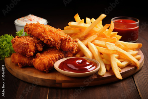 Unhealthy junk meal fried chicken fries and nuggets