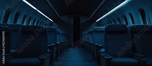 Midnight Flight: Empty Airplane Cabin Interior