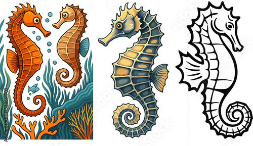 Seahorses logo vector.eps