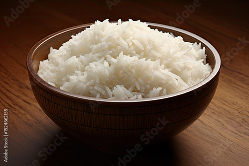 White basmati rice cooked plain or steamed in a bowl