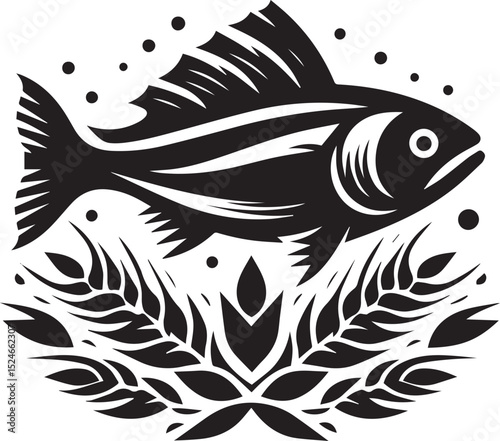 fish logo vector illustration, fish vector illustration icon full body