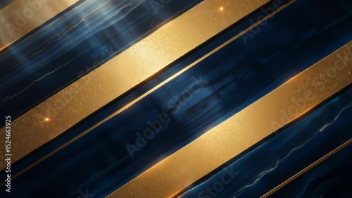 Elegant Gold and Blue Abstract Background with Diagonal Lines and Subtle Motion