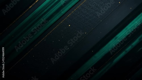 Emerald Green and Gold Abstract Motion Background with Textured Dark Accents