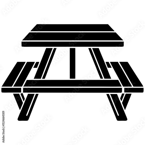 Clean picnic table vector in silhouette—perfect for BBQ branding, summer graphic kits, and family day visuals.