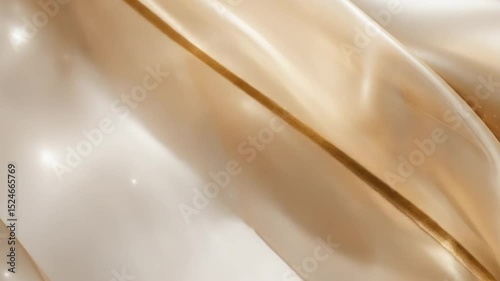 Flowing Golden Fabric: Abstract Motion of Shimmering Silk in Gentle Waves