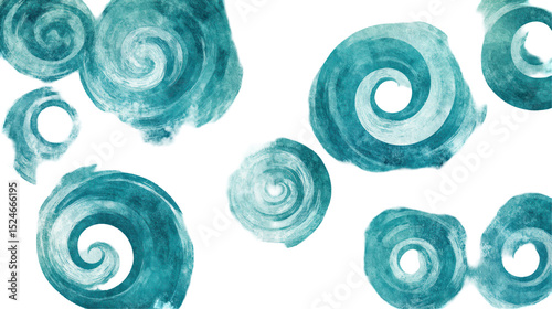  Teal Watercolor Swirl Texture with Soft Edges on White Background