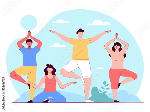 Outdoor Yoga Exercise Minimal Vector Roundish Flat