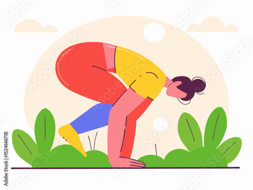 Outdoor Yoga Exercise Minimal Vector Roundish Flat