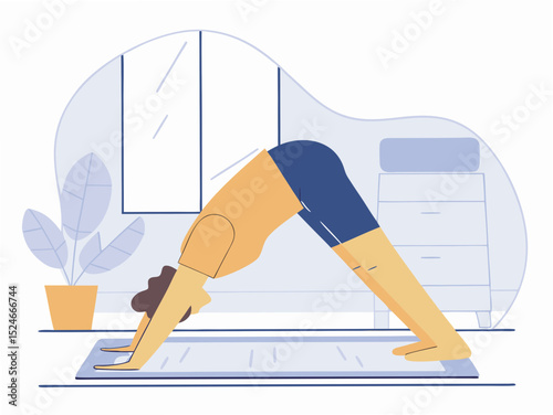 Outdoor Yoga Exercise Minimal Vector Roundish Flat