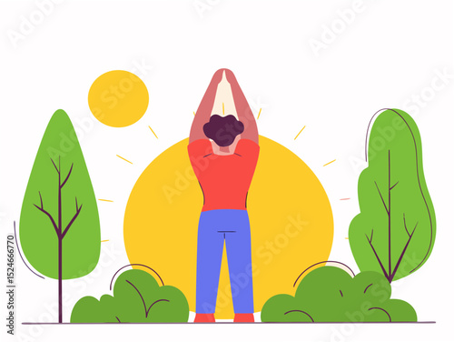 Outdoor Yoga Exercise Minimal Vector Roundish Flat