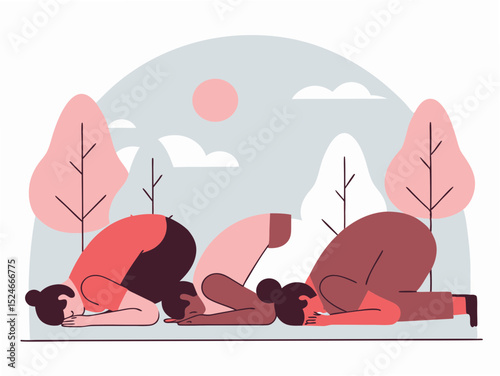 Outdoor Yoga Exercise Minimal Vector Roundish Flat