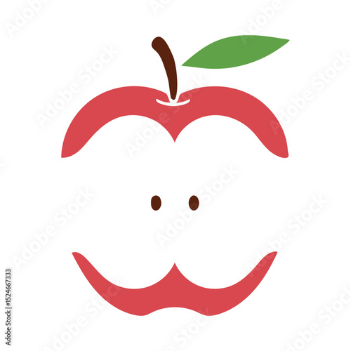 flat red apple minimalist vector graphic with bold outline