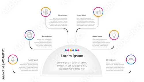 Modern Vector infographic label design with circle infographic template design and 6 options or steps. Can be used for process diagram, presentations, workflow layout, banner, flow chart, info graph.