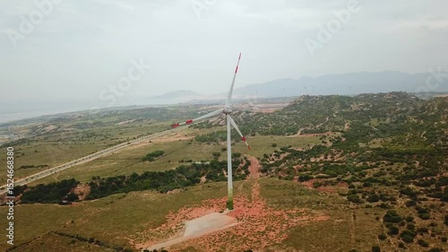 Wind Turbine Generating Clean Renewable Energy on a Vast Landscape. Green Power Generation for Sustainable Development.