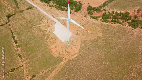 Wind Turbine Generating Clean Energy in a Rural Landscape. Renewable Power Production for Sustainable Environment. 
