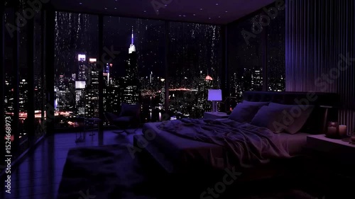 cozy room, city rain sounds at fireplace, Enjoy this calming and sound on this Rainy City Nights, Sleep and Meditation for living-room, and relaxing cozy
