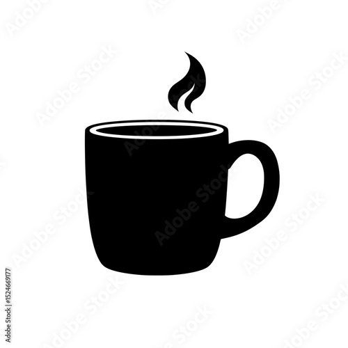 Coffee mug with rising steam icon representing hot beverage, relaxation, and café or break time symbol