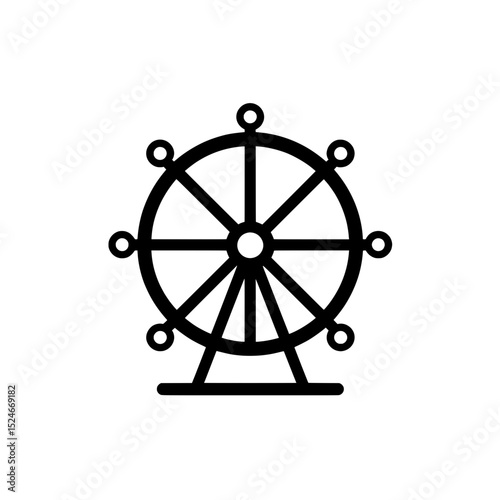 Ferris wheel icon in outline style representing amusement park attraction, carnival rides, and leisure activities