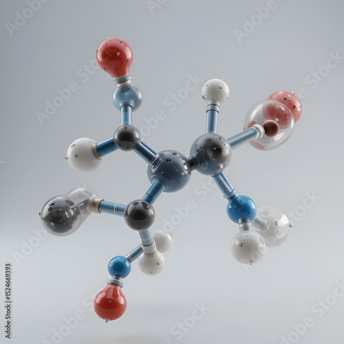Asparagine, L-asparagine, Asn molecule. Asparagine (L-asparagine, Asn, N) amino acid molecule. Molecular model. 3D rendering