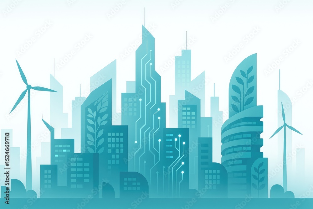 Fototapeta premium Eco-friendly smart city sustainable urban landscape