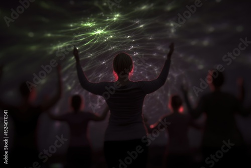 Silhouettes of people, glowing abstract