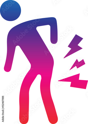 Man holding his back in pain. Lower back pain. Backache concept.Vector illustration on a white background.