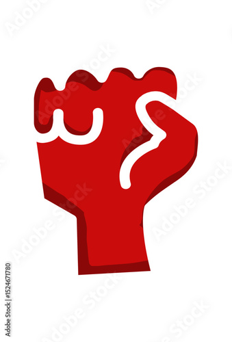  A bold red clenched fist, ready for action. Strong red fist symbol, representing unity or power. Iconic crimson hand, a sign of solidarity